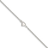 Sterling Silver Puffed Heart Anklet-WBC-QG1229-9