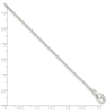 Sterling Silver 8inch Plus 1in ext. Polished Beaded Anklet-WBC-QG1237-9