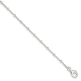 Sterling Silver 8inch Plus 1in ext. Polished Beaded Anklet-WBC-QG1237-9