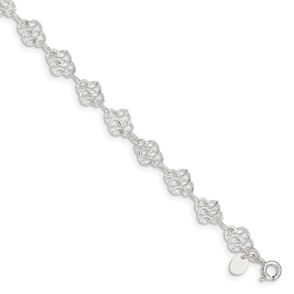 Sterling Silver 9inch Fancy Polished Anklet-WBC-QG1239-9