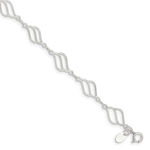 Sterling Silver 9inch Fancy Polished Anklet-WBC-QG1241-9
