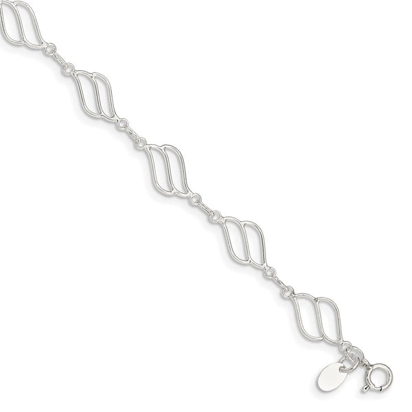 Sterling Silver 10inch Fancy Polished Anklet-WBC-QG1241-10