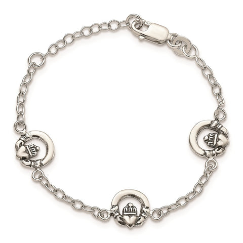 Sterling Silver Claddagh Childs 5in Plus 1in ext. Bracelet-WBC-QG1341-6