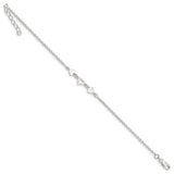 Sterling Silver 8 inch Plus 1in ext.Heart Link Anklet-WBC-QG1356-9