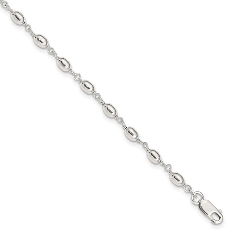 Sterling Silver Fancy Bead Anklet-WBC-QG1362-10