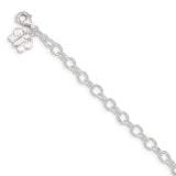 Sterling Silver Small Oval Rolo Link with Butterfly Anklet-WBC-QG1382-10
