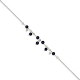 Sterling Silver Shadow Crystal/Lapis Anklet-WBC-QG1396-9