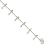 Sterling Silver Peridot Beads Anklet-WBC-QG1398-9