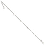Sterling Silver Dangling Heart 9in Plus 1in ext Anklet-WBC-QG1435-10