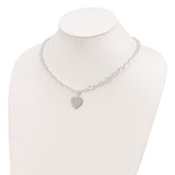 Sterling Silver Polished Engraveable Heart Necklace-WBC-QG1438-18