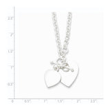 Sterling Silver Engraveable Double Heart Toggle Necklace-WBC-QG1441-18