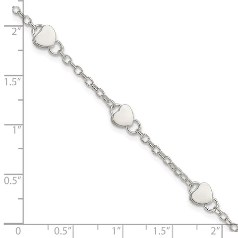 Sterling Silver Heart Childs 5 Inch Plus 1 Inch Ext. Bracelet-WBC-QG1445-6