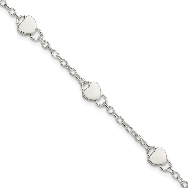 Sterling Silver Heart Childs 5 Inch Plus 1 Inch Ext. Bracelet-WBC-QG1445-6
