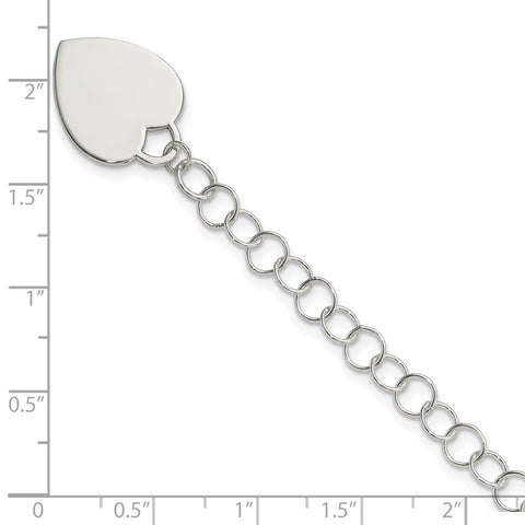 Sterling Silver Engraveable Heart Bracelet-WBC-QG1451-7.25