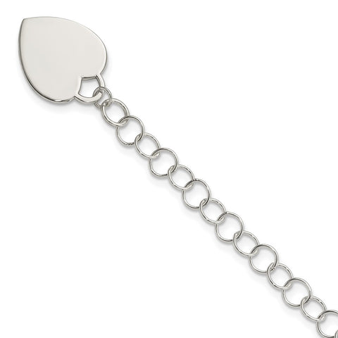 Sterling Silver Engraveable Heart Bracelet-WBC-QG1451-7.25