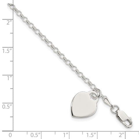 Sterling Silver Engraveable Heart Charm Bracelet-WBC-QG1454-7.25