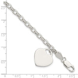 Sterling Silver 1.9mm Engraveable Heart Charm Bracelet-WBC-QG1455-8.5