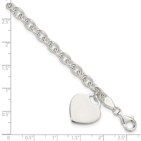 Sterling Silver 1.5mm Engraveable Heart Charm Bracelet-WBC-QG1456-8.5