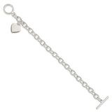 Sterling Silver Dangling Engraveable Heart Charm Bracelet-WBC-QG1461-7.25