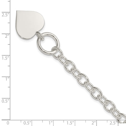 Sterling Silver Engraveable Heart Bracelet-WBC-QG1462-7.5
