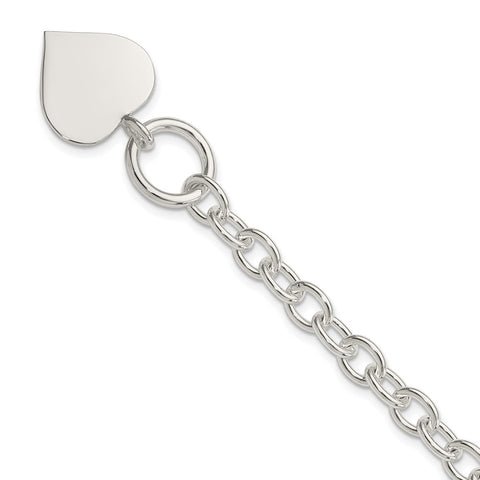 Sterling Silver Engraveable Heart Bracelet-WBC-QG1462-7.5