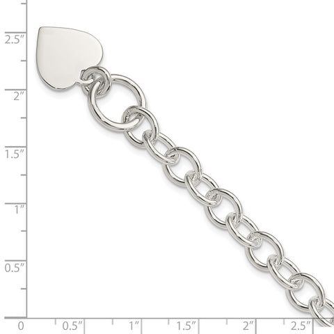 Sterling Silver Engraveable Heart Fancy Link Bracelet-WBC-QG1464-7.5