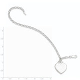 Sterling Silver Engraveable Heart Charm Bracelet-WBC-QG1471-7.25