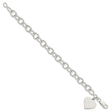 Sterling Silver Engraveable Heart Fancy Link Bracelet-WBC-QG1474-7.25