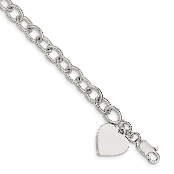 Sterling Silver Engraveable Heart Fancy Link Bracelet-WBC-QG1474-8.25