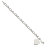 Sterling Silver Engraveable Heart Fancy Link Bracelet-WBC-QG1476-7.25