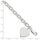 Sterling Silver Engraveable Heart Fancy Link Bracelet-WBC-QG1476-7.25