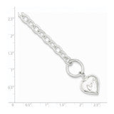 Sterling Silver LOVE Puffed Heart Charm Bracelet-WBC-QG1480-7.5