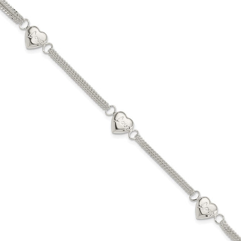 Sterling Silver Heart with Love Bracelet-WBC-QG1688-7
