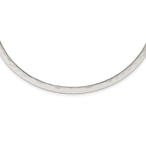 Sterling Silver Polished Hammered 6mm Neck Collar-WBC-QG1741