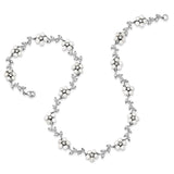 Sterling Silver Rhodium FW Cultured Pearl and CZ Floral Necklace-WBC-QG1805-16