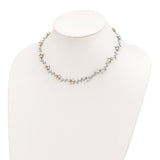 Sterling Silver Rhodium FW Cultured Pearl and CZ Floral Necklace-WBC-QG1805-16