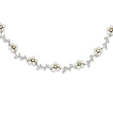 Sterling Silver Rhodium FW Cultured Pearl and CZ Floral Necklace-WBC-QG1805-16