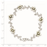 Sterling Silver Rhodium FW Cultured Pearl and CZ Floral Bracelet-WBC-QG1805-7