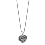 Sterling Silver Marcasite Heart Locket w/Chain Necklace-WBC-QG1942-18