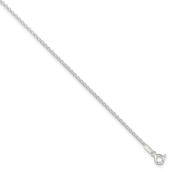 Sterling Silver 1.5mm Rolo 9in Plus 1in ext. Chain Anklet-WBC-QG2130-9