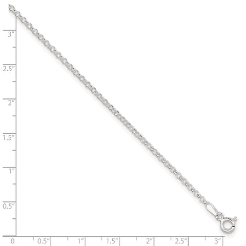 Sterling Silver 2mm Rolo 9in Plus 1in ext. Chain Anklet-WBC-QG2131-9