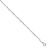 Sterling Silver 9 in Singapore Plus 1in ext. Chain Anklet-WBC-QG2134-9