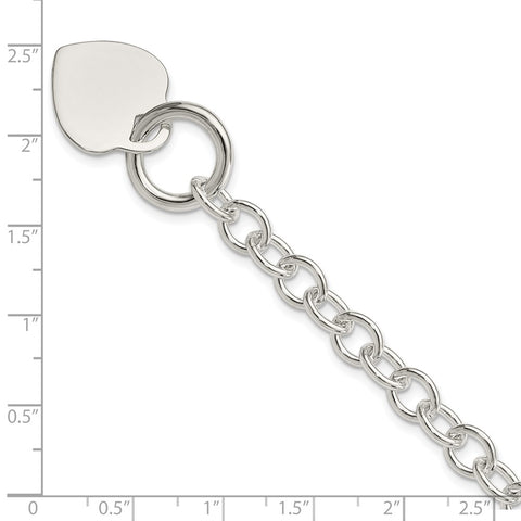 Sterling Silver Engraveable Heart Disc Toggle Bracelet-WBC-QG2169-7.75