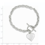 Sterling Silver Engraveable Heart Toggle Bracelet-WBC-QG2170-8