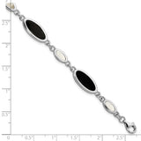 Sterling Silver Onyx and Mother of Pearl Bracelet-WBC-QG2398-7