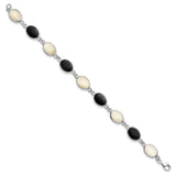 Sterling Silver Onyx and Mother of Pearl Bracelet-WBC-QG2399-7