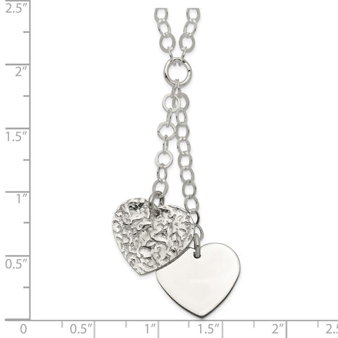 Sterling Silver Fancy 2-Heart Necklace-WBC-QG2461-18