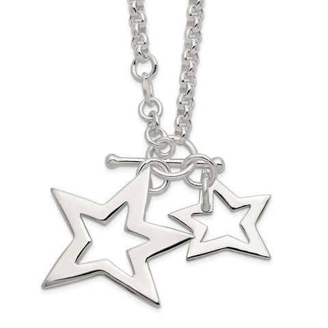 Sterling Silver Fancy Stars Necklace-WBC-QG2472-16