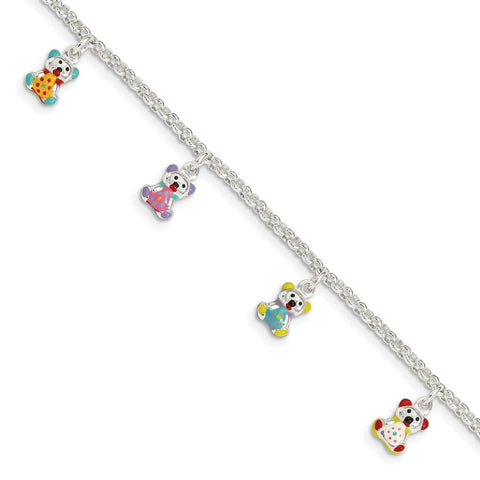 Sterling Silver Enameled Childrens 5in Plus 1in ext Charm Bracelet-WBC-QG2573-6