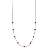 Sterling Silver 9-Station Red CZ Necklace-WBC-QG2646-18